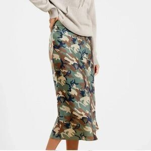 OUTERKNOWN Women's Camouflage Regan Silky Slip Midi Skirt Size M Y2k Casual Chic